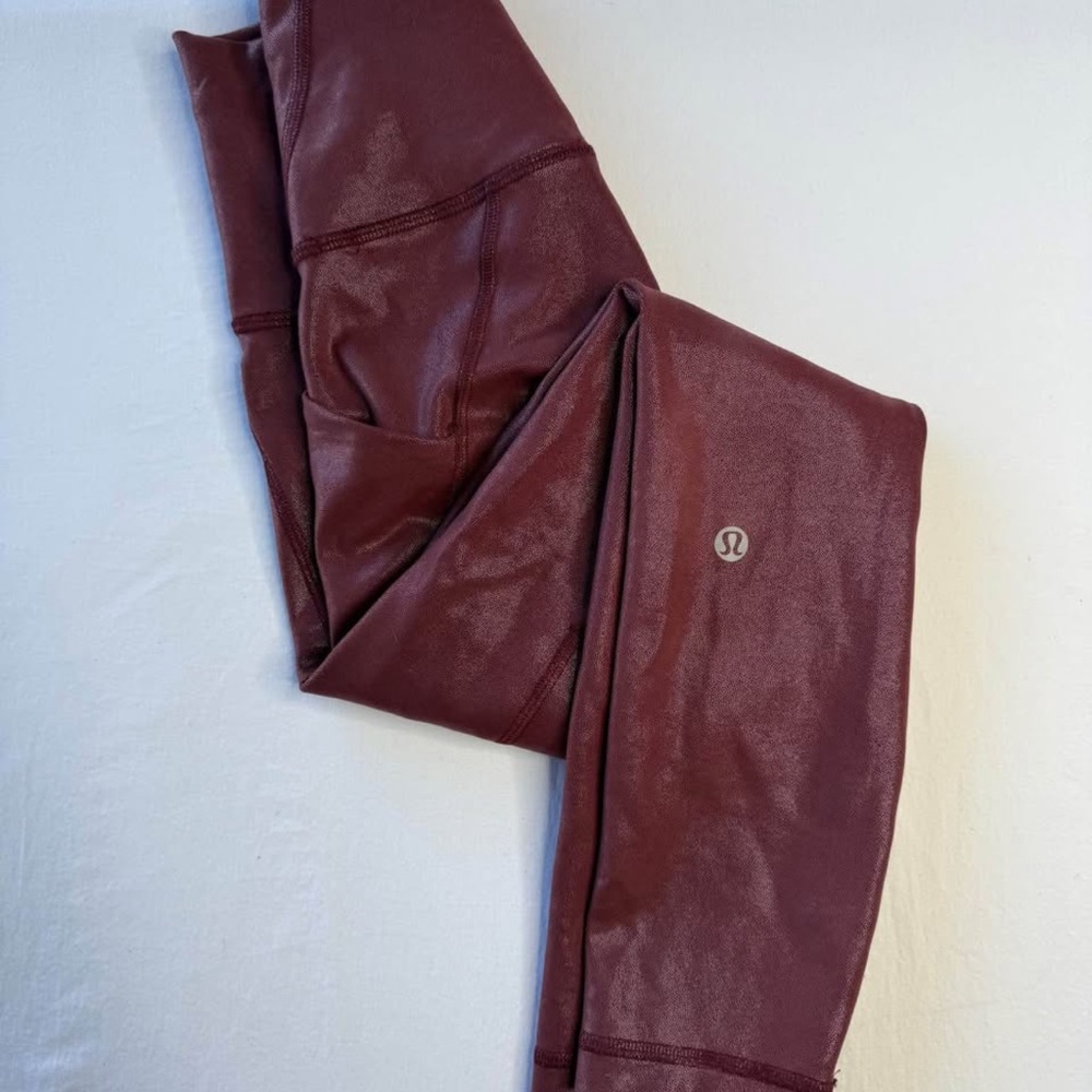 Lululemon Wunder Under High-Rise Tights | Metallic Foil Burgundy | Size 0